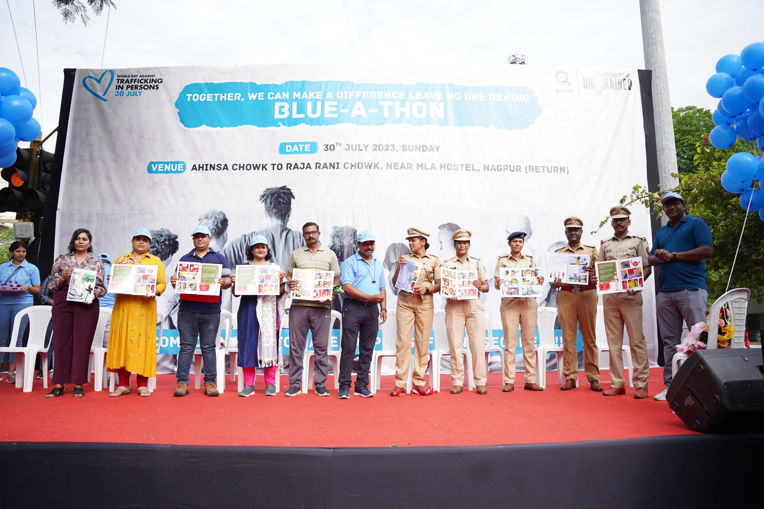 Nagpur witnessed a walkathon, called 'Blue-A-Thon', on Sunday to commemorate World Day Against Trafficking.